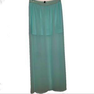 H&M turquoise skirt with sheer overlay, size 6
